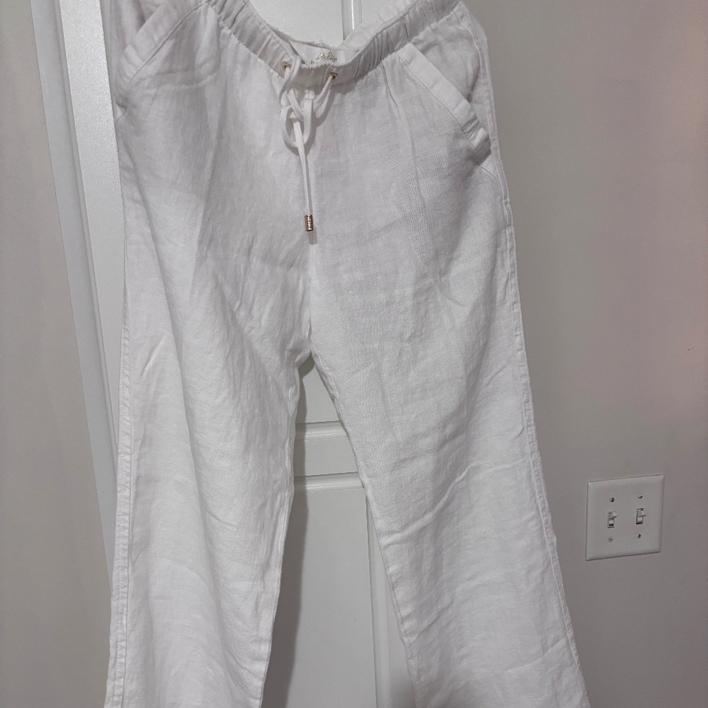 Lilly Pulitzer Brawley Linen Pants Resort White in size S